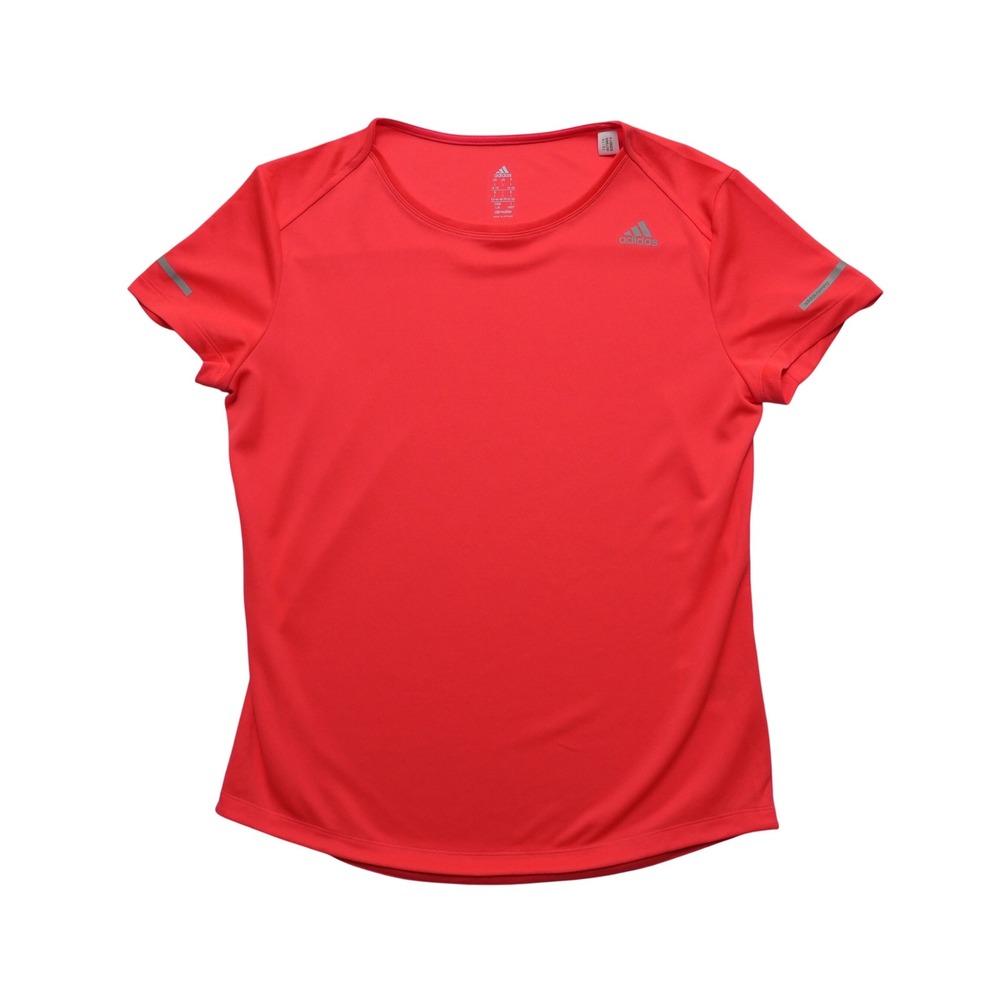 Adidas Climalite Running Shirt Women Large Red Orange Reflective‎ AI7966